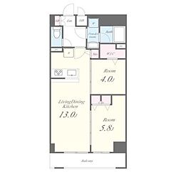 都営新宿線 神保町駅 徒歩5分の賃貸マンション 3階2LDKの間取り