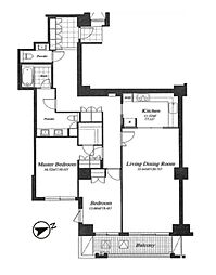 東京メトロ日比谷線 六本木駅 徒歩6分の賃貸マンション 4階2LDKの間取り