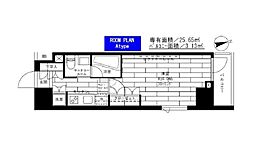 都営大江戸線 飯田橋駅 徒歩3分の賃貸マンション 2階1Kの間取り