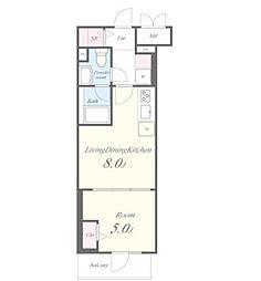 都営新宿線 神保町駅 徒歩5分の賃貸マンション 10階1LDKの間取り