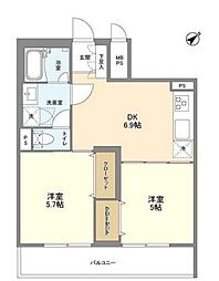 都営三田線 白山駅 徒歩6分の賃貸マンション 2階2DKの間取り