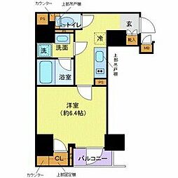 都営大江戸線 牛込柳町駅 徒歩3分の賃貸マンション 7階1Kの間取り