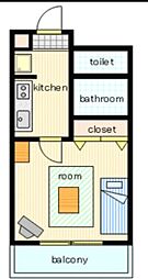 東京メトロ有楽町線 江戸川橋駅 徒歩5分の賃貸マンション 2階1Kの間取り