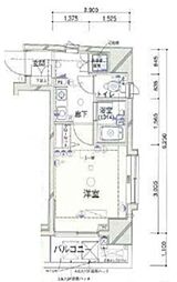 都営新宿線 曙橋駅 徒歩1分の賃貸マンション 10階1Kの間取り