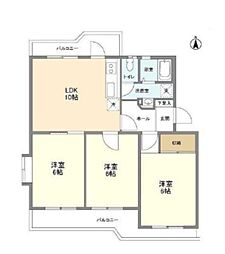 都営大江戸線 牛込柳町駅 徒歩6分の賃貸マンション 5階3LDKの間取り