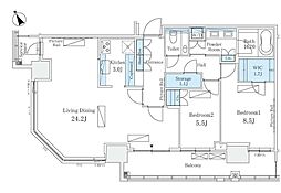 パークコート六本木ヒルトップ 2LDKの間取図画像