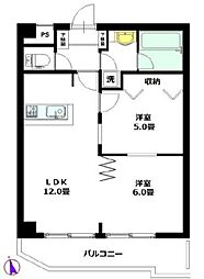 ハイホーム本陣 2LDKの間取図画像