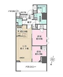 ザ・パークハウス麹町三丁目 2LDKの間取図画像
