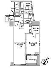 セントラルクリブ六本木1 1LDKの間取図画像