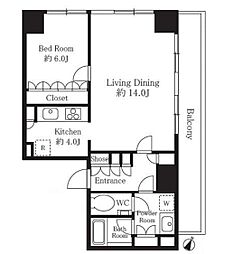 五番町マンション 1LDKの間取図画像