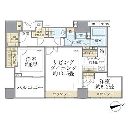 ザ・パークハウスグラン三番町26 2LDKの間取図画像