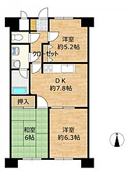 グレイス三次 3DKの間取り