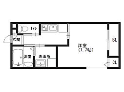 イリスコート忍ヶ丘II 1Kの間取図画像