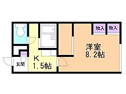 レオパレスベレン2 1Kの間取図画像