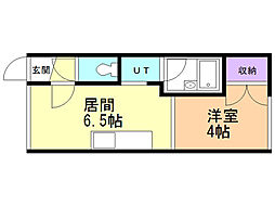 ルーベデンス大谷地 1DKの間取図画像