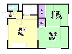 白桜館 2階2DKの間取り