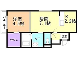 ＬＯＴＵＳ　ＦＬＥＵＲ1 3階1LDKの間取り