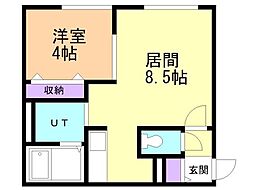 ｅｃｏａ厚別中央 2階1LDKの間取り