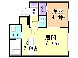 札幌市営東西線 新さっぽろ駅 徒歩11分の賃貸マンション 3階1LDKの間取り