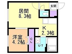 札幌市営東西線 新さっぽろ駅 徒歩11分の賃貸マンション 4階1LDKの間取り