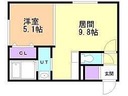 NOVEL北広島 1LDKの間取図画像