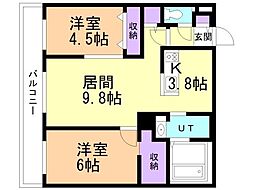 札幌市厚別区厚別中央四条2丁目マンション 2LDKの間取図画像