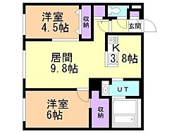 札幌市厚別区厚別中央四条2丁目マンション 2LDKの間取図画像