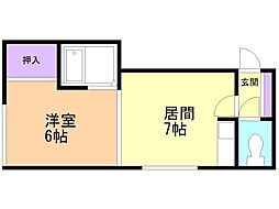 ハイツラークヒルズ 1DKの間取図画像