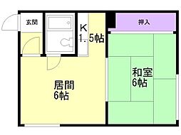 第一ファミール 1DKの間取図画像