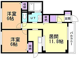 リーフプラザ2 2LDKの間取図画像