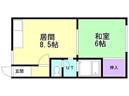 ハイツ満 1LDKの間取図画像