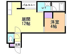 グランオルセー厚別中央 1LDKの間取図画像