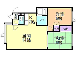 中央プレインB 2LDKの間取図画像