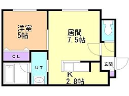 ブレッシング北海道キタヒロ 1LDKの間取図画像
