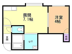 ヴィラ・セブンティ 1DKの間取図画像