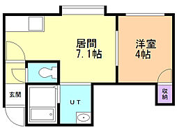 ヴィラ・セブンティ 1DKの間取図画像