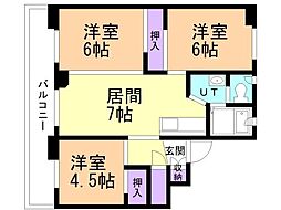 ビレッジハウス上野幌4号棟 3DKの間取図画像