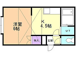 レオパレスひばりケ丘 1Kの間取図画像
