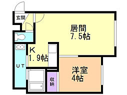 フォレスト新札幌 1LDKの間取図画像