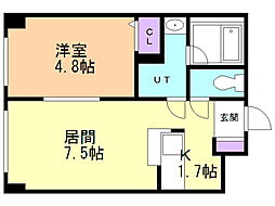 サンシティ1 1LDKの間取図画像