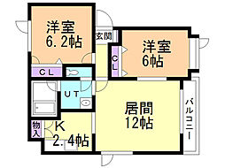 サウスフェアリー 2LDKの間取図画像