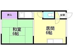 第1日の出ハイム 1DKの間取図画像