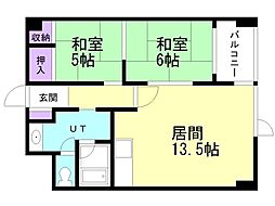 第1サトウビル 2LDKの間取図画像