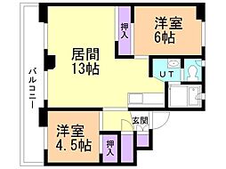 ビレッジハウス上野幌2号棟 2LDKの間取図画像