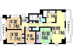 森林公園パークハウス西参番街C棟 4LDKの間取図画像