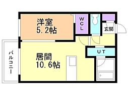 ALPHA新札幌 1LDKの間取図画像