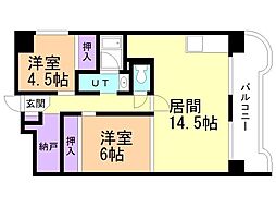 ビレッジハウス桜台タワー2号棟 2LDKの間取図画像