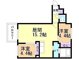 グラシオン 2LDKの間取図画像