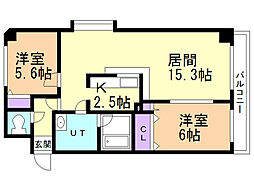 クラウンヒルズ 2LDKの間取図画像