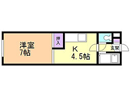 ベルハイム大谷地 1Kの間取図画像